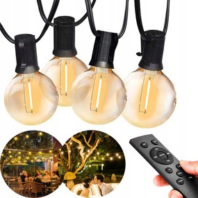 Kerti Girland 30m 50 izzó G40 Led Vízálló 2700K Meleg fehér