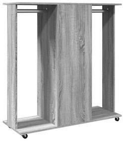 szürke sonoma szerelt fa ruhásszekrény kerékkel 102x38x110 cm