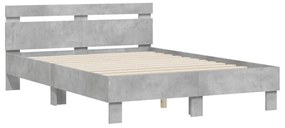 betonszürke ágykeret fejtámlával és LED-del 135x190 cm