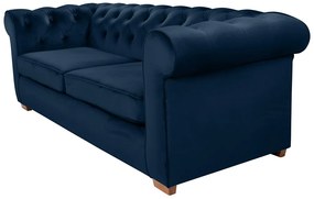 Oxford Chesterfield Kihúzhatós kanapé, 88x216x75 cm, 3 személyes, sötétkék