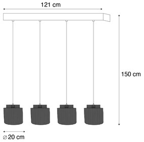 Japandi függőlámpa fekete barna kötéllel 4-lámpás - Smilla