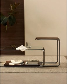 Tárolóasztal diófa dekorral 42x42 cm Tarsel – Kave Home