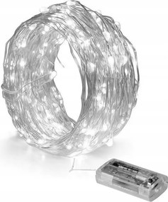 Karácsonyfa Fényfüzér Led 100 Fehér Elemes Cold