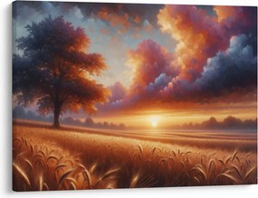 Kép – Naplemente a mezőn (70x50 cm)