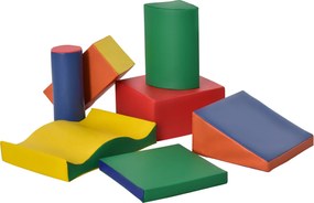 HOMCOM 7 db Soft építőblokkok - Színes gyermekjáték építő és mászó elemek babák és totyogók számára | Aosom
