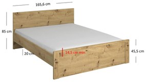 Franciaágy 160 cm Andra (artisan tölgy) (matrac és ágyrács nélkül). 1052750