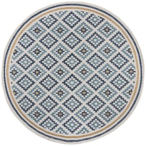 Sárga-kék kerek kültéri-beltéri szőnyeg ø 160 cm Zia Trellis – Flair Rugs