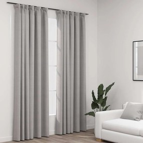 vidaXL 2 db szürke vászonhatású sötétítőfüggöny kampókkal 140 x 245 cm