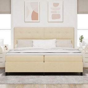 Boxspring ágy matraccal Krém 200x200 cm Szövet