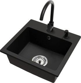 Gránit mosogató szifonnal, fekete, 44,2x41,5, DONYK