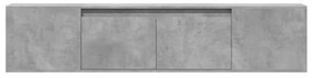 betonszürke fali TV-szekrény LED-del 180 x 31 x 39,5 cm