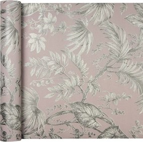 Ezüst Levelek tapéta halvány rózsaszín háttérrel