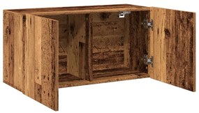 antik fa színű falra szerelhető TV-szekrény 80 x 30 x 41 cm