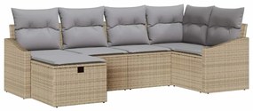 Kerti Kanapé Szett 6 pcs Bézs 55 x 62 x 69 cm Poli rattan