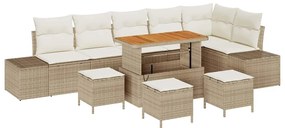 vidaXL Kerti Kanapé Szett párnával 10 pcs Bézs polirattan