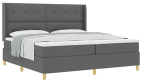 Boxspring Ágy Matraccal - Sötétszürke, 200x200 cm, Szövet