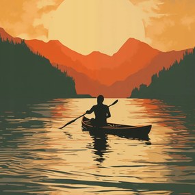 Poszter 90x90cm Evezés alkonyatkor