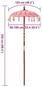 Balinéz Napernyő Rózsaszín (90-100) x 260 cm Pamut és tömör fa