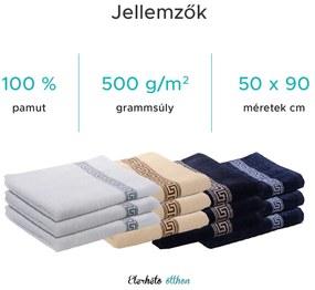 Törölköző GREEK 50 x 90 cm krém, 100% pamut