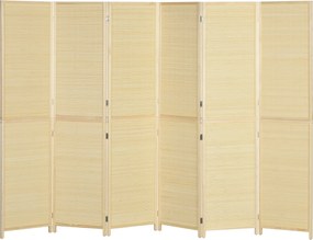 HOMCOM Bambusz Beltéri Szobaelválasztó 6 Panel 270 x 180 cm Összecsukható Elválasztó - Természetes | Aosom