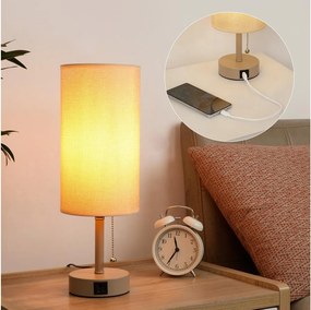 BRILAGI - Asztali lámpa USB-porttal TABLON 1xE27/25W/230V bézs