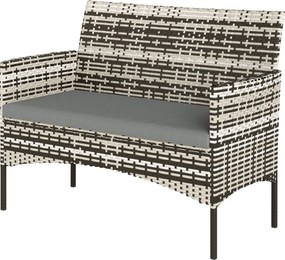 Outsunny 2 személyes rattan kerti kanapé párnákkal — időjárásálló, világosszürke | Aosom