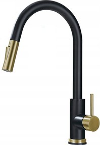 Konyhai csaptelep Csaptelep fekete arany Acél kifolyócső Ww Premium