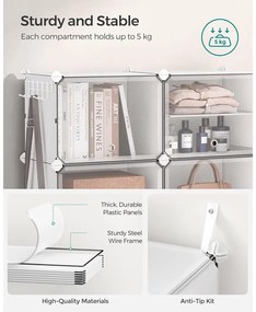 Összekapcsolható cipőtartó állvány fehér színben