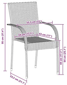 4 db fekete rakásolható polyrattan kültéri szék