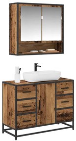 Fürdőszoba bútor szett 2 pcs Régi fa 80 x 33 x 60 cm Faanyag