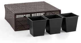 Triumflor Hydro hármas virágtartó, 80x78x29 cm, öntözés, polyrattan