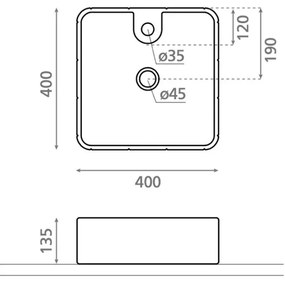 Bathco 4163 - Ráépíthető mosdó CIRCUS 40x40 cm porcelán/fehér