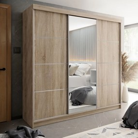 TOP B-23 Tolóajtós Szekrény 250cm, Sonoma Tölgy