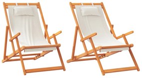 2 db összecsukható krémszínű szövet strandszék