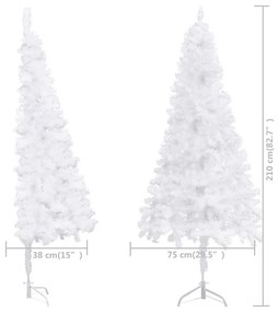 fehér PVC sarok műkarácsonyfa 210 cm