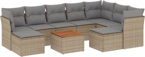 vidaXL 10 részes vegyes bézs polyrattan kerti ülőgarnitúra párnákkal