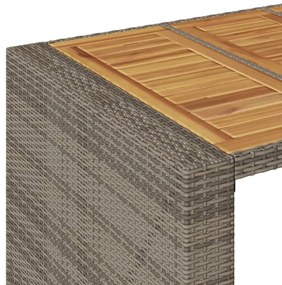 szürke polyrattan kerti bárasztal akácfa lappal 105x80x110 cm
