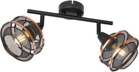 Globo 54020-2 Spotlámpa fém fekete-arany színben,fém drót búrával. HxSZxM: 275x120x215mm, 2xE14 40W 230V izzók nélkül