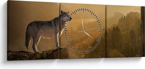 Egy farkas képe a sziklán (órával) (90x30 cm)