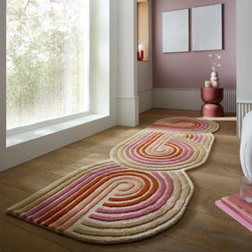 Rózsaszín kézi szövésű gyapjú futószőnyeg 80x300 cm Spiral Shaped – Flair Rugs