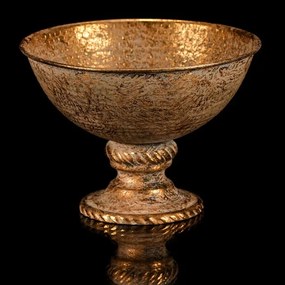 Széles fém kehely, arany, 18 x 18 x 13 cm