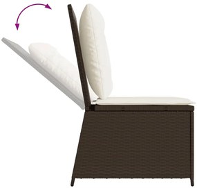barna polyrattan dönthető kerti kanapé párnákkal