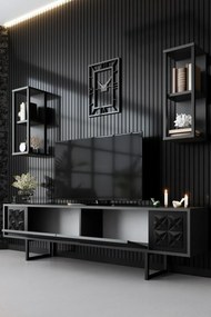 Line Anthracite and Black TV-állvány polcokkal