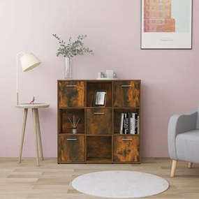 füstös tölgyszínű szerelt fa könyvszekrény 90 x 30 x 90 cm