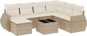 vidaXL 8 részes bézs polyrattan kerti ülőgarnitúra párnával
