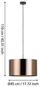 Eglo 39356 - Csillár zsinóron SAGANTO 1 1xE27/60W/230V réz