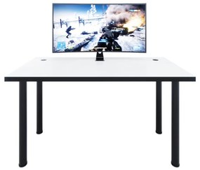 X1 Számítógépasztal, 135x73-76x65, fehér/fekete lábak