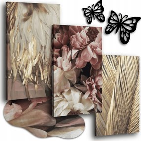 Vászonkép 120x50 cm Nappali Képek Arany Fali Dekoráció 3 db