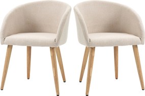 HOMCOM 2 db étkezőszék szett, skandináv design - Kúpos, dőlt gumi fából készült lábak - Ergonomikus kárpitozott háttámla, karfák, bézs | Aosom