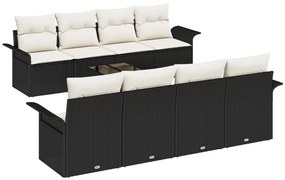 9 darabos kerti kanapé szett párnákkal fekete poly rattan